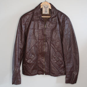 Men Vintage brown slimline coach leather jacket