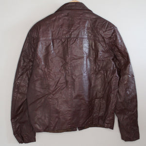 Men Vintage brown slimline coach leather jacket