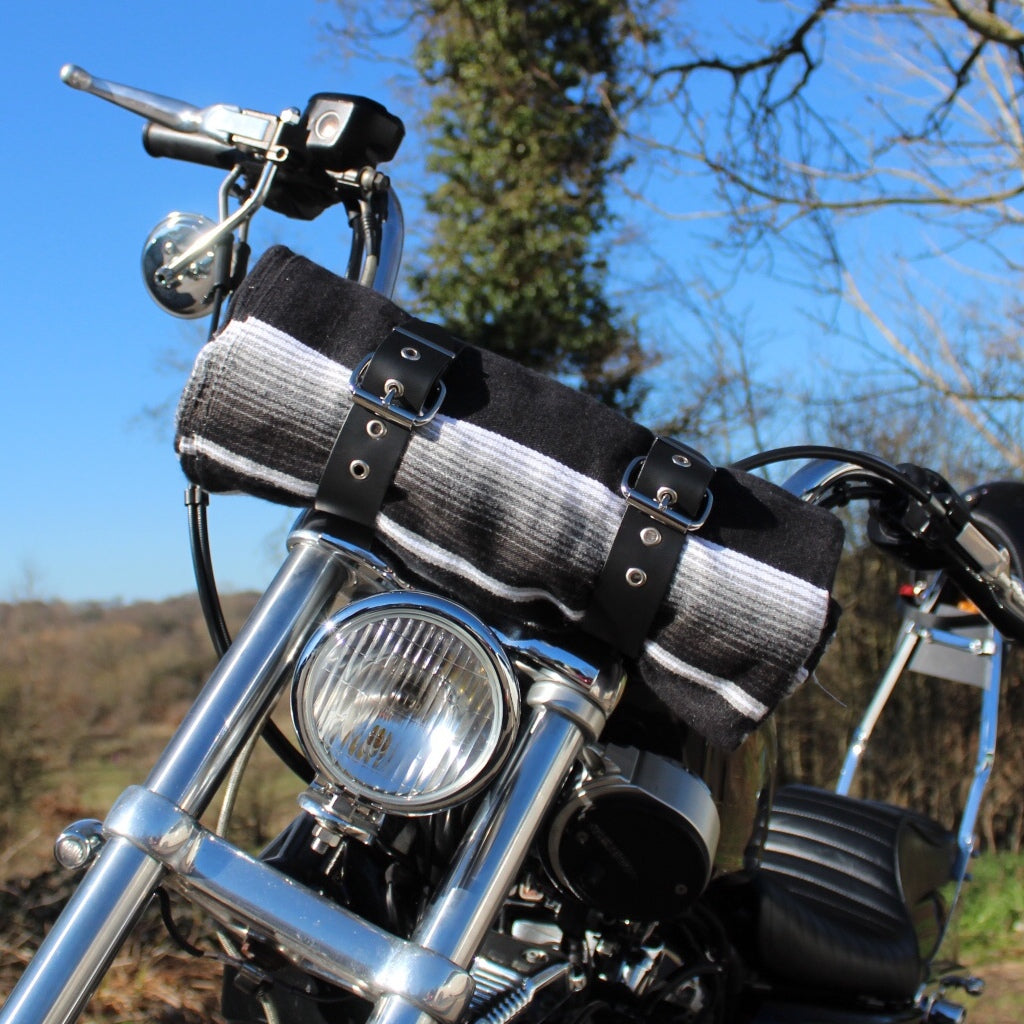 Biker Roll up tote wrap carrier in black leather