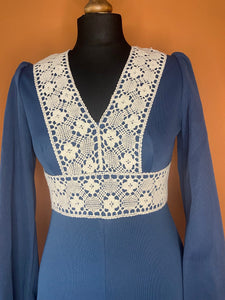 Vintage 70s blue maxi dress
