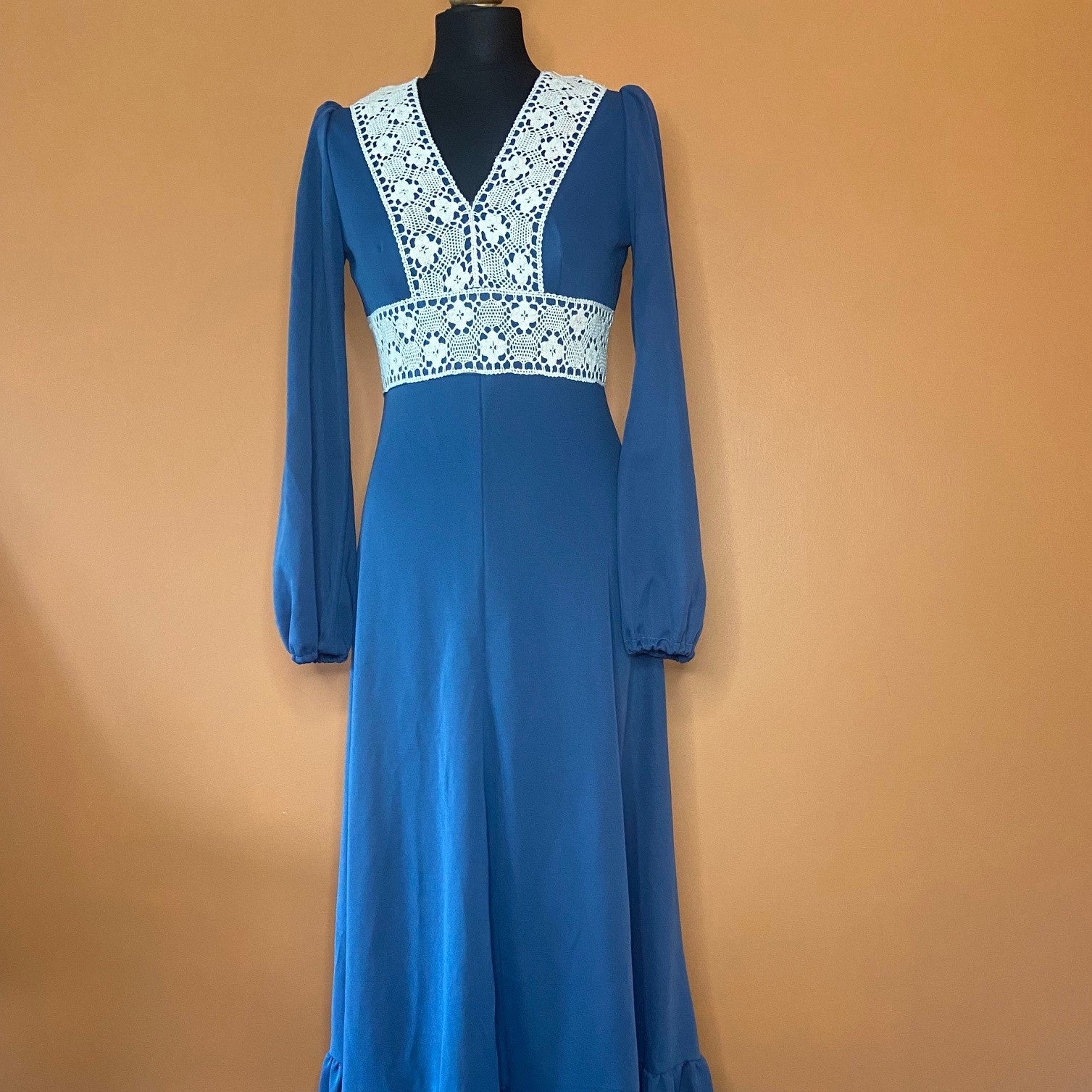 Vintage 70s blue maxi dress