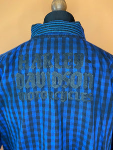 Blue Checkered vintage Harley biker shirt