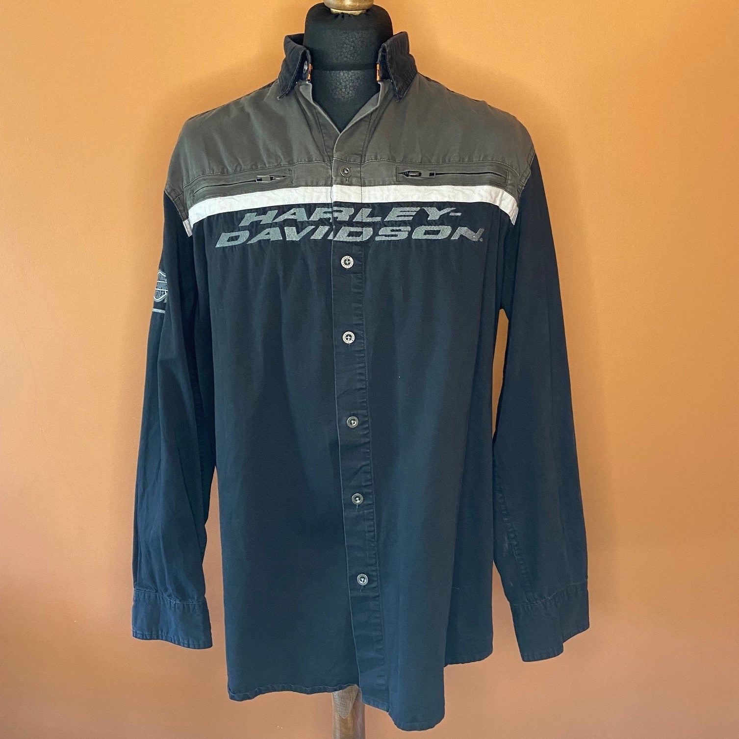 Men`s motorcycle vintage biker long sleeve shirt