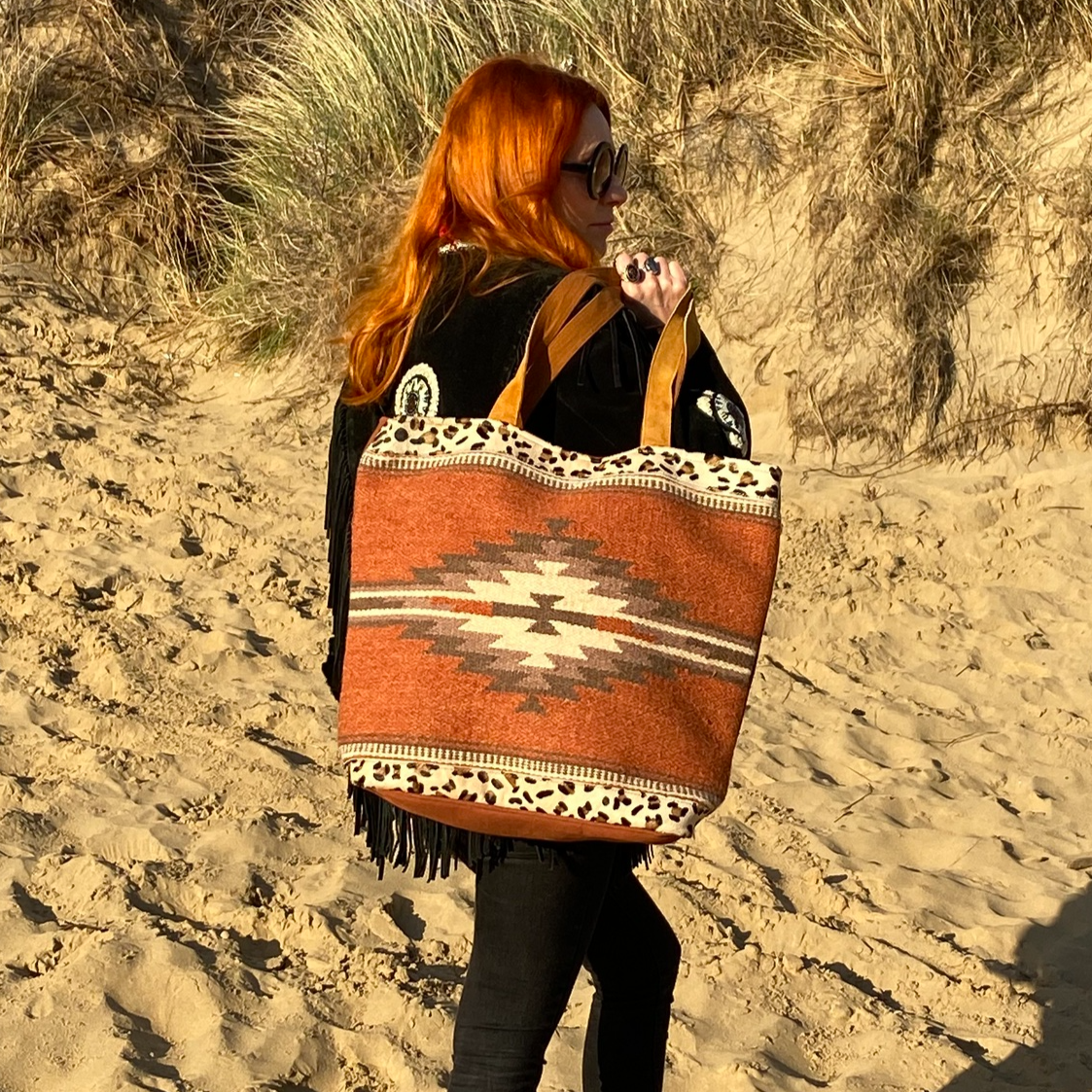 Aztec w Leopard Tote Bag
