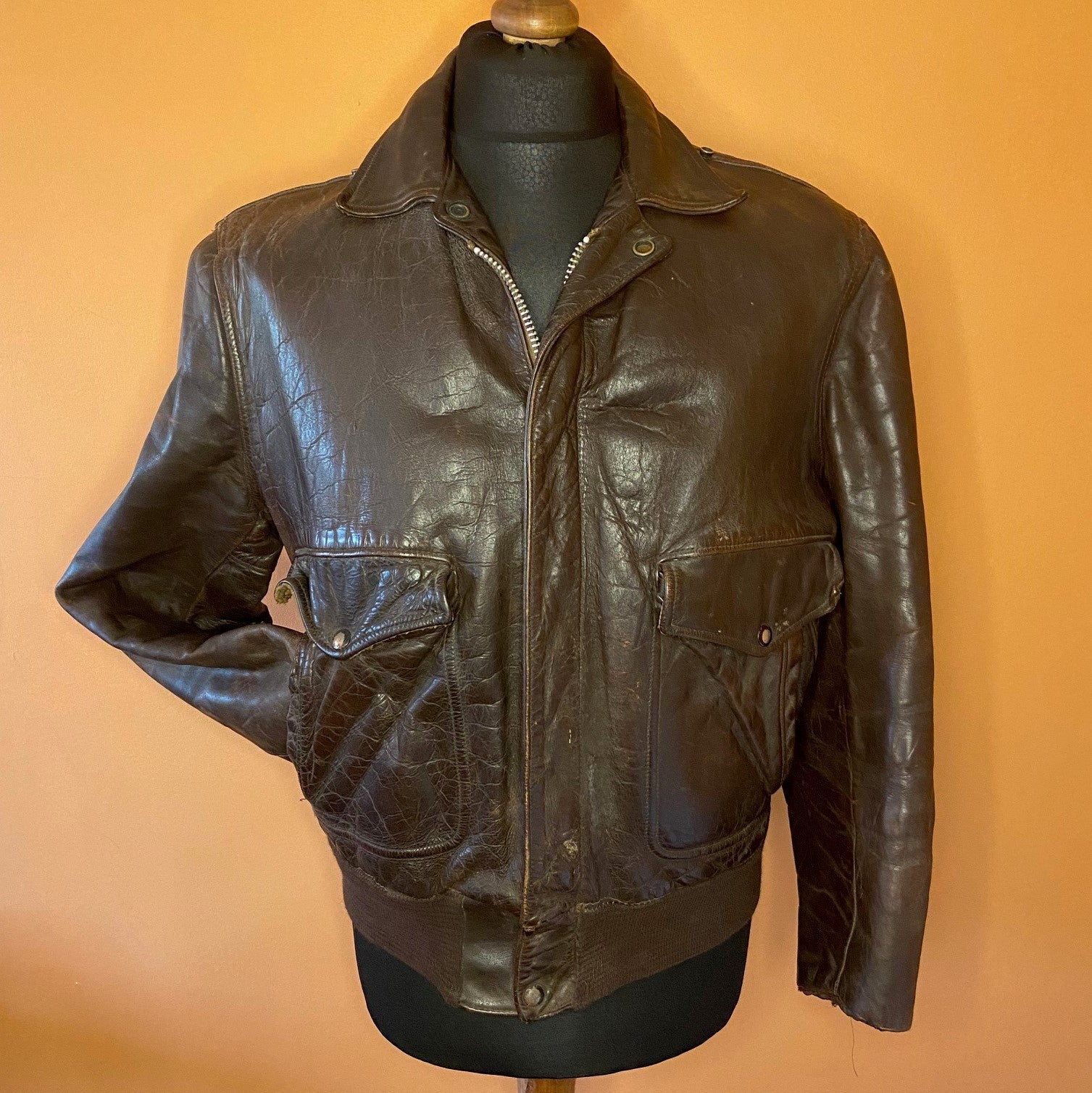 Mens vintage real deal perfecto leather flight jacket