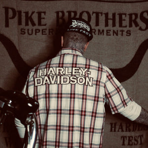 Men`s checkered motorcycle vintage biker  shirt