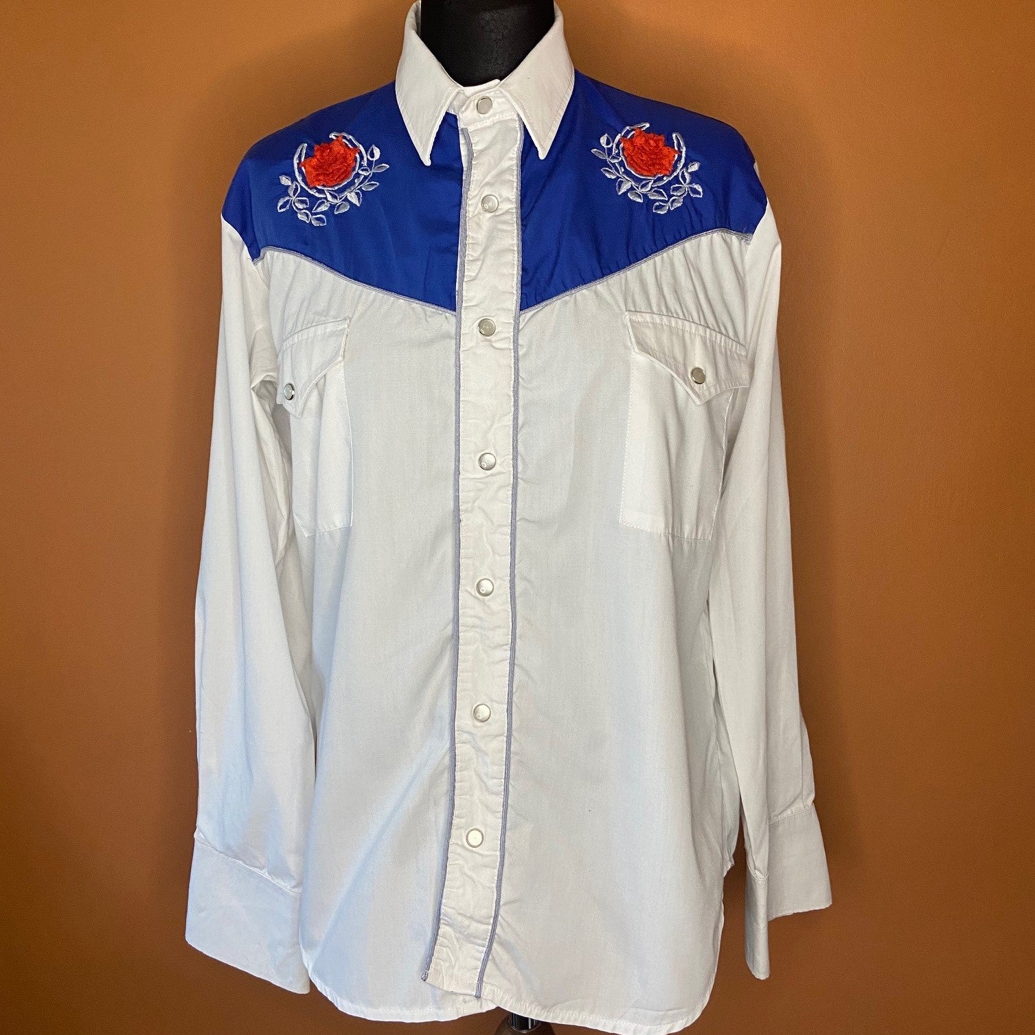authentic white and blue western shirt